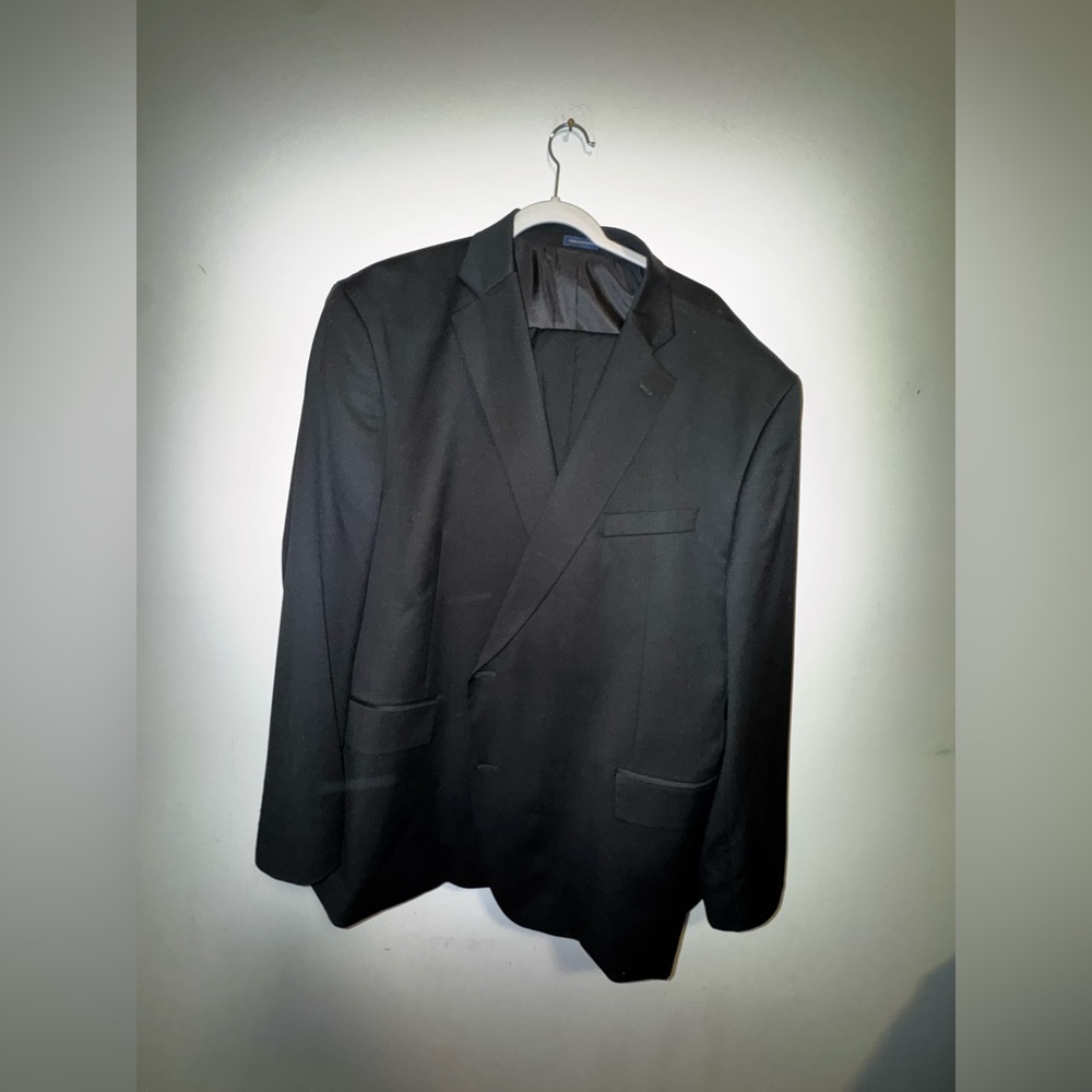 Stafford Black Blazer 54R with Notched Lapel and matching pant  48X30 (like new)
